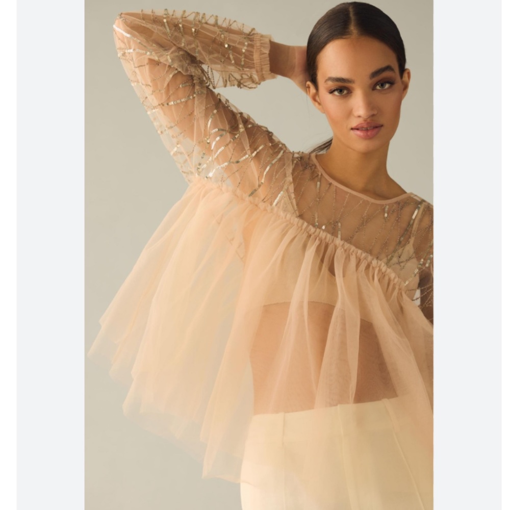 Brand New FOREVER THAT GIRL EMBELLISHED SHEER TOP